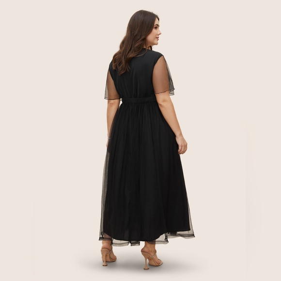 NEW NWT Bloomchic Plus Size VNeck Black Mesh Split Hem Maxi Dress Size 3X (22/24 - Picture 4 of 10